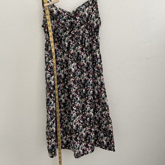 H&M Sundress Black Floral Adjustable Strap Cotton Cottage Boho Feminine Beach 10 - Picture 4 of 10